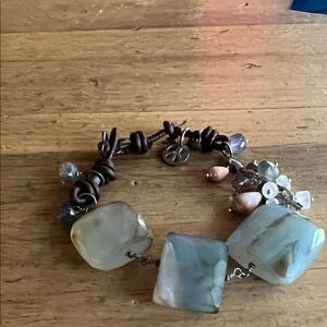 Beaded Blue-Green Stone Stretch Bracelet